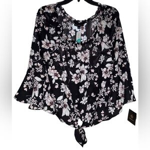 NWT Fortune + Ivy Dailey Tie Front Blouse L